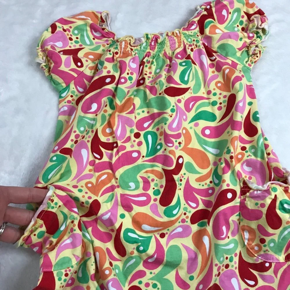Hanna Andersson Multicolor 100% Cotton Knit Shift Dress Pockets Girls Size 120cm